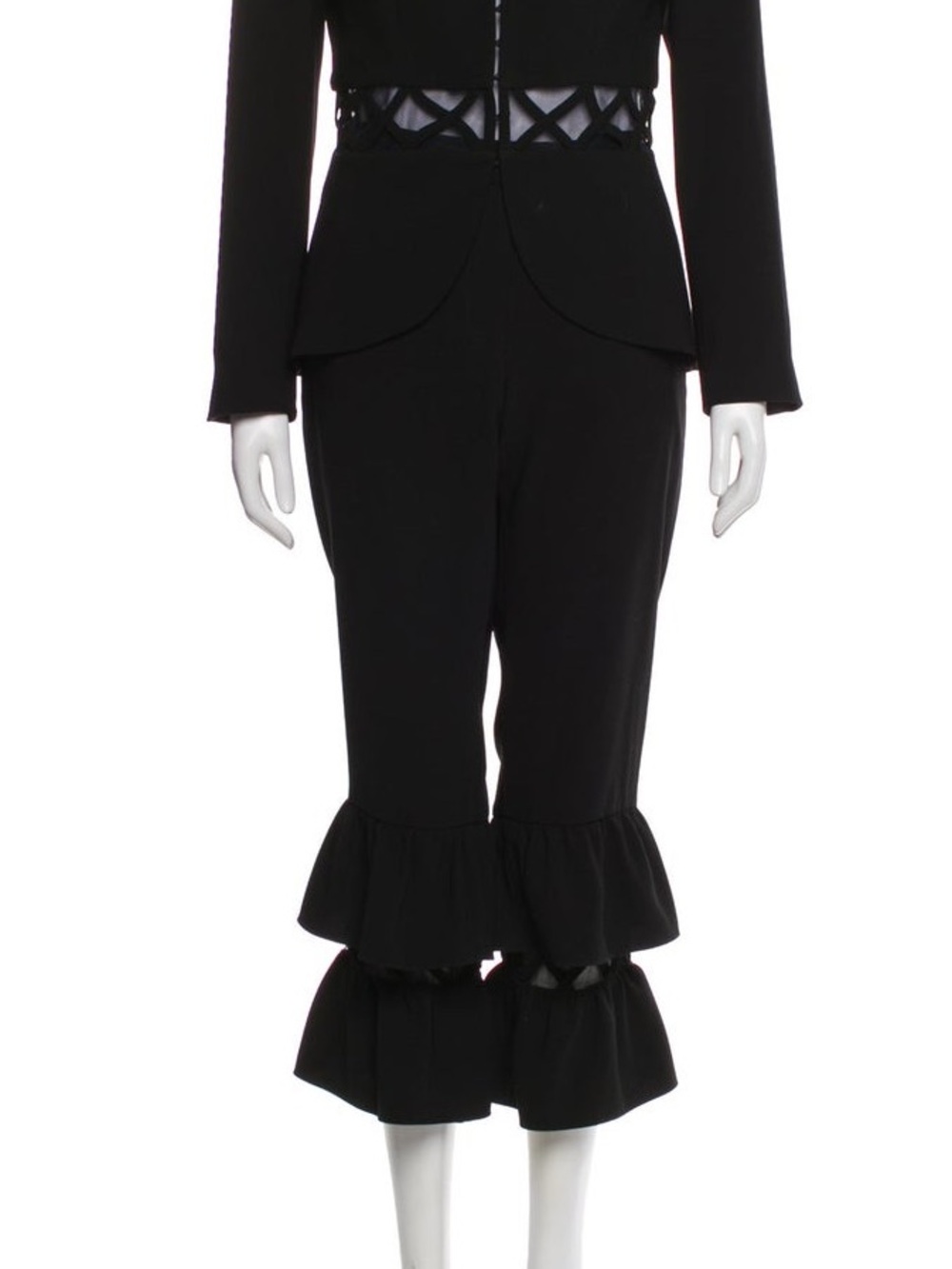 Anne Fontaine maestro Black Ruffle Hem Cropped Pants